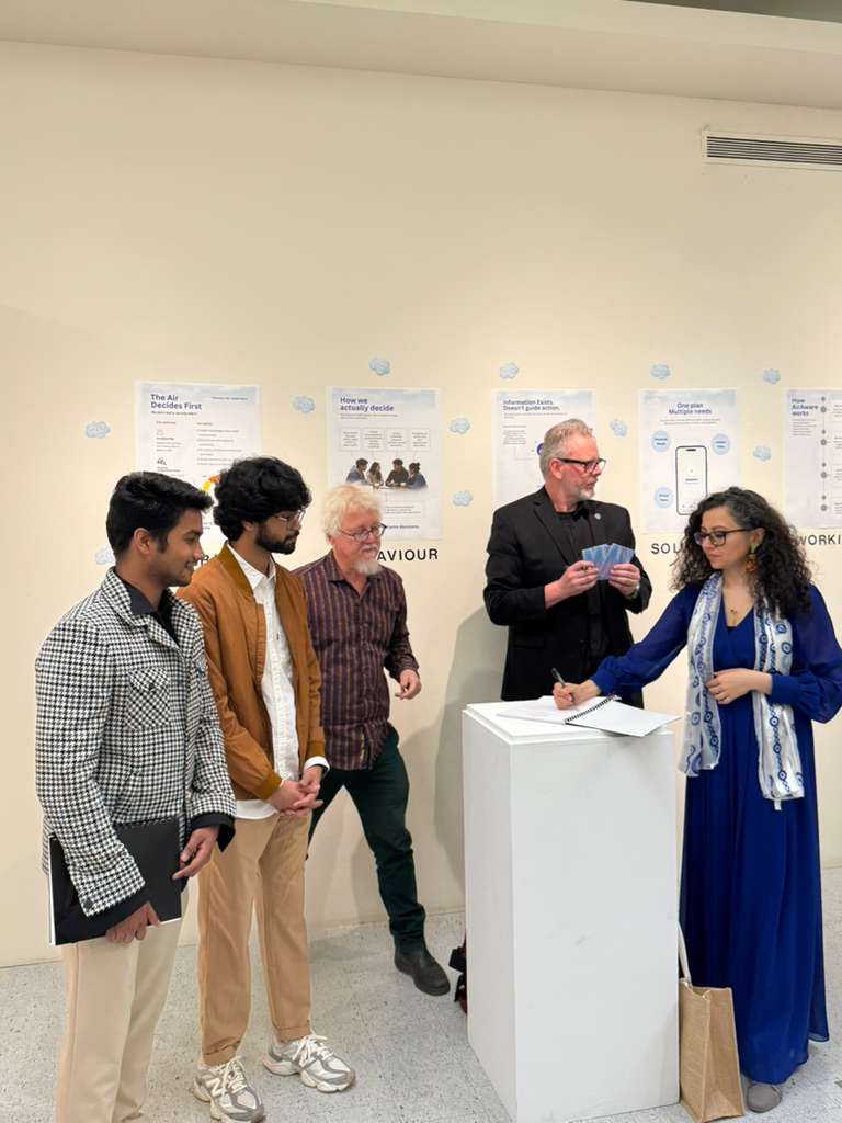 AroundUs exhibition photograph: decisions in conversation.